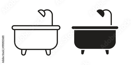 Bathtube icon illustrations. Pack of vector icons for ui ux