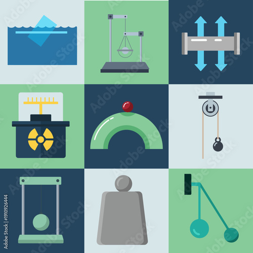 set illustration vector graphic of physics concepts