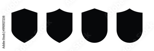 Four black abstract medieval shield shapes