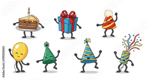 Cartoon Characters Celebrating Party.