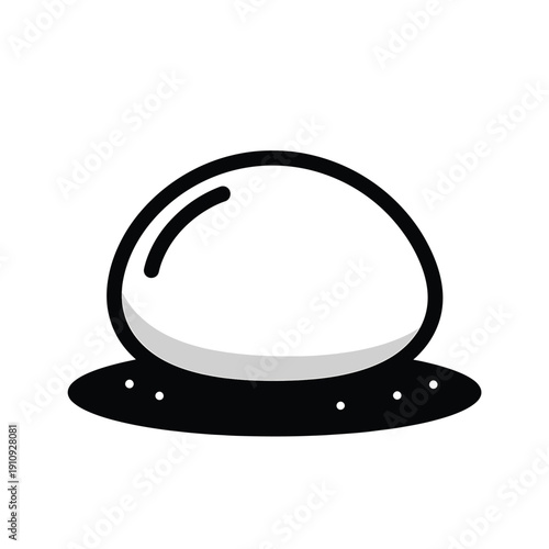 Vector illustration of a crystal ball on a stand, viewed from the side, with a simple, bold outline and shading
