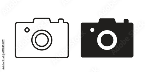 Camera button icon illustrations. Pack of vector icons for ui ux