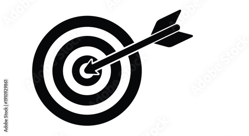 A black arrow hitting the center of a target with concentric rings