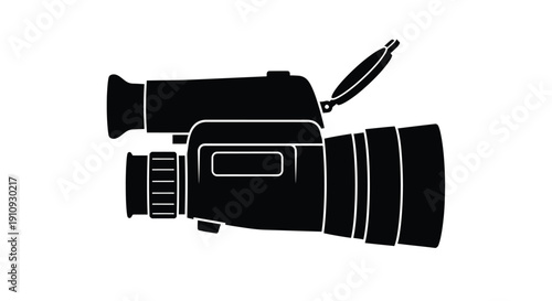 Black silhouette of a vintage camcorder with a simple design