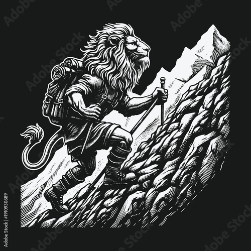 Lions Ascent: A Determined Climb to the Summit.