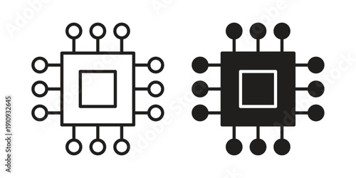 Computer microchip icon illustrations. Pack of vector icons for ui ux