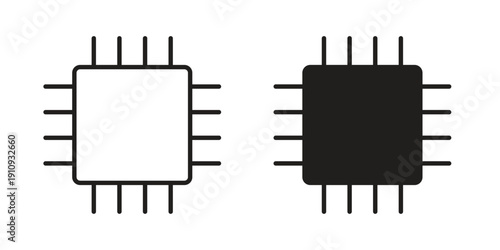 Computer microchip icon illustrations. Pack of vector icons for ui ux