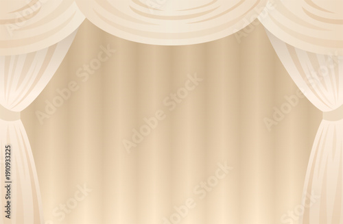 White stage curtain background, elegant theater drapery backdrop for ceremony and event, vector EPS10