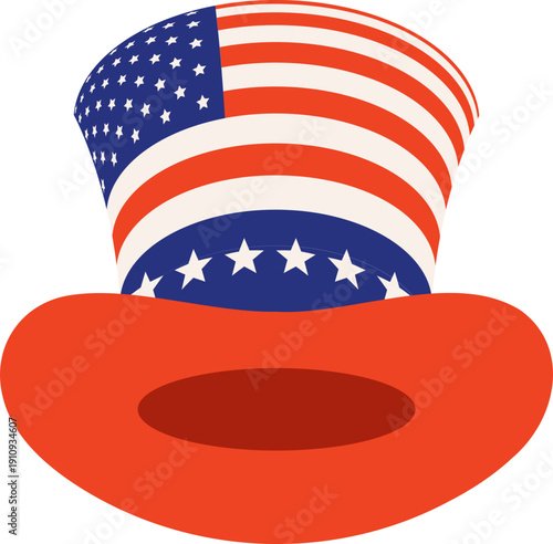 Uncle Sam hat. Happy 4th of July USA Independence Day graphic element. United States of America 250th anniversary celebration series.