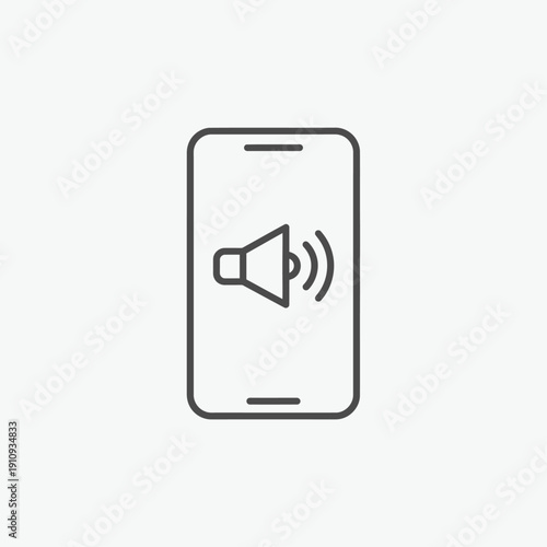 A smartphone icon displaying a speaker symbol for audio or sound functions.