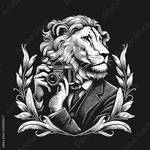 Lion Photographer: A Majestic Blend of Wildlife and Professionalism in Black and White.