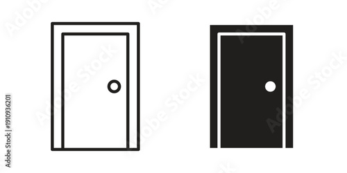 Entrance door icon illustrations. Pack of vector icons for ui ux