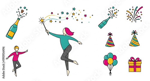 Celebration Elements with People Dancing.