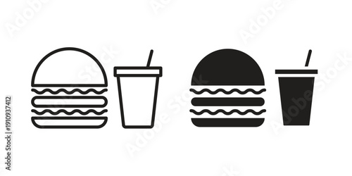 Fast food icon illustrations. Pack of vector icons for ui ux