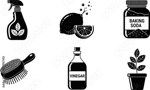 Natural cleaning supplies and ingredients for a healthy home environment