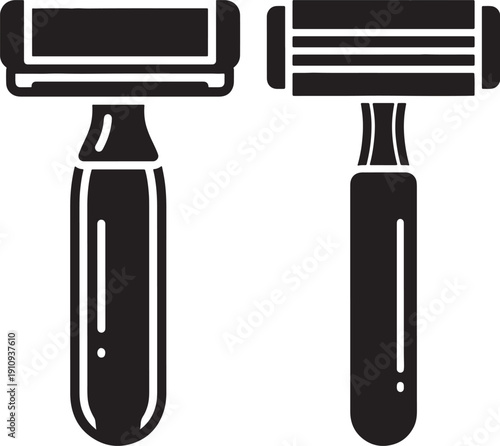 Two black razors side by side on white background