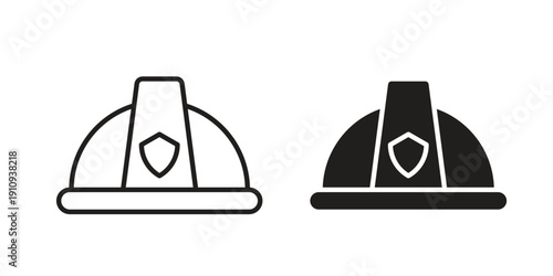 Firefighter helmet icon illustrations. Pack of vector icons for ui ux