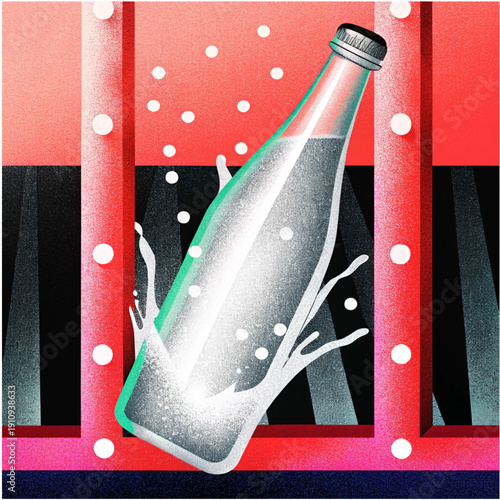 “Transparent Glass Water Bottle in Minimal Commercial Product Photography Style”