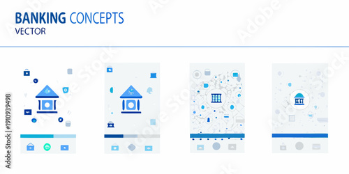 Banking concepts vector illustration with mobile interface elements