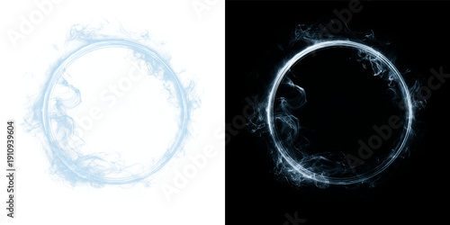 Photos Abstract Neon Plasma Portal Frame With Luminous Circular Wave And Dynamic Vapor