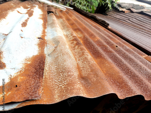 old rusty zinc roof background.