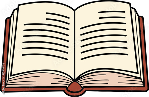 Open Hardcover Book Cartoon Vector Illustration for Education and Reading Design Projects