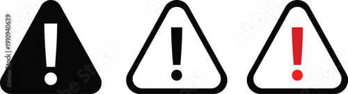 Warning Triangle Exclamation Mark Vector Icon Set For Alert And Caution