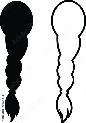 Hairstyle Flat Line Style Vector Icon Set, Woman Haircut Symbol Collection and Beauty Salon Outline Graphic Group Featuring Black Female Hairstyle, Hairdo and Coiffure