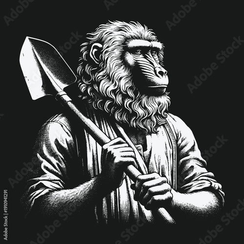 Ape with Shovel: A Symbol of Labor and Transformation.
