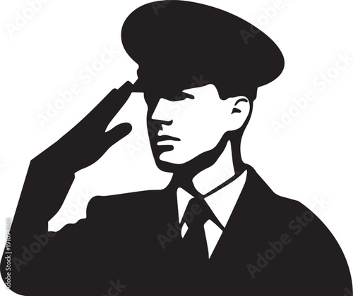 Soldier salute icon silhouette