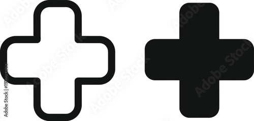 Plus Sign Symbols in Black and White