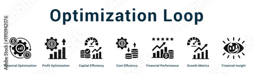 Optimization Loop  Modern and clean web banner illustration vector featuring thematic icons
