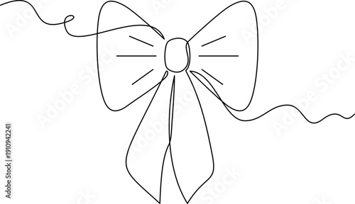 one line art hair Bow vector illustration. line art, one continuous line, simple, hand drawn and sketch style. for icons, symbols, signs or logos. PNG