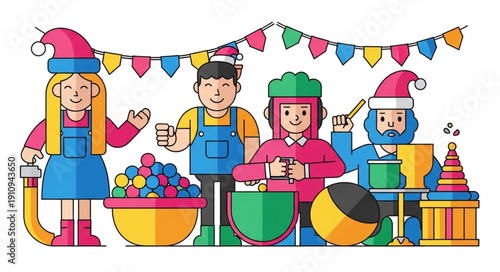 Children Playing Musical Instruments Together.