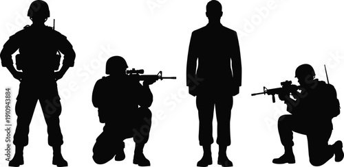 Collection of black rhinoceros silhouettes featuring various walking side view poses isolated on white background for wildlife safari nature and conservation vector designs