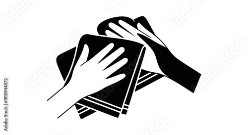 Human Hand with a Clean Cloth Wiping a Surface to Represent Cleanliness Hygiene and Attention to Detail