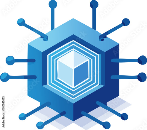 Quantum Cryptography Node Symbol for Security