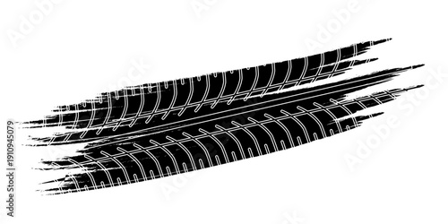 Tire tread marks, drift, motorsport, motocross, rally, tread mark with skid, grinding, splash effect. Graphic set of tire treads, wheel texture, car racing. Vector collection, wheel treads on asphalt