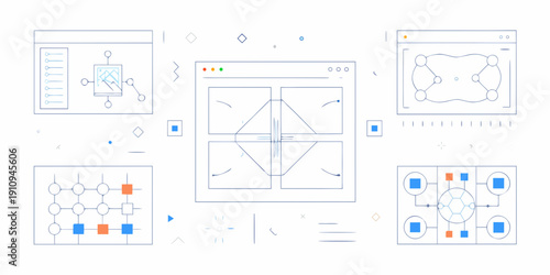 Abstract illustration of electronic circuits and signal processing diagrams