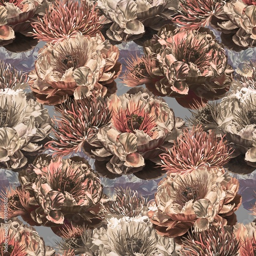 Canvastavla Abstract watercolor peony flower creative allover design seamless floral pattern