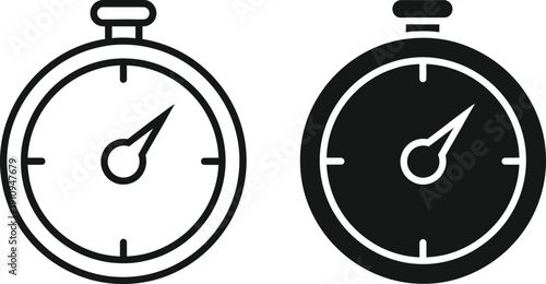 Stopwatch icons in black and white