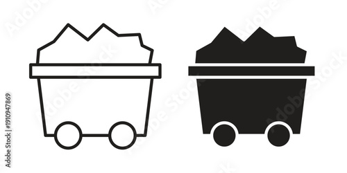 Mine wagon icon illustrations. Pack of vector icons for ui ux