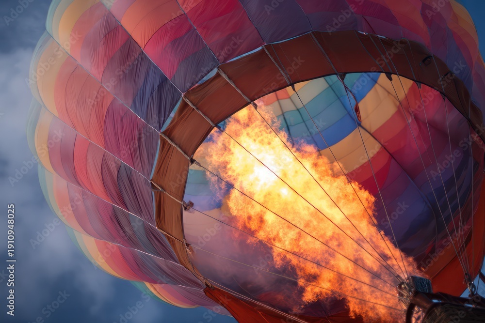 Obraz premium Intense flame inside a hot air balloon