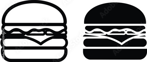 Black and white burger icons