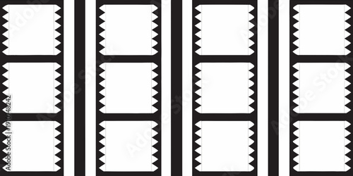Film strip with multiple frames black and white symmetrical design