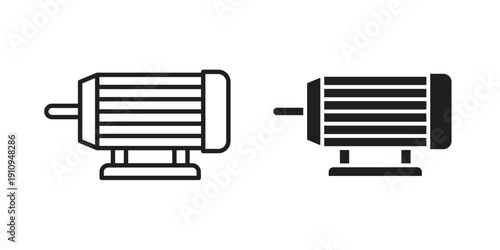 Motor icon design silhouette and line art style on white background