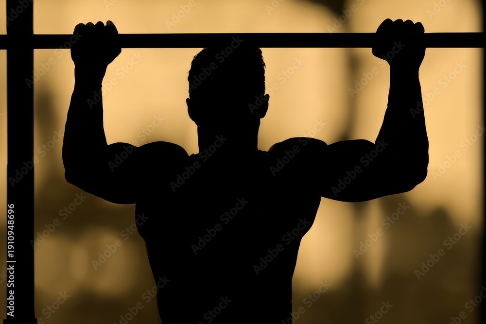Naklejka premium Strong athlete doing pullup workout in gym