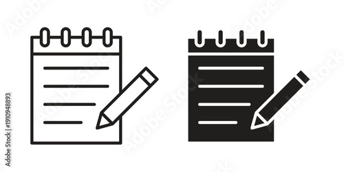 Notebook document icon illustrations. Pack of vector icons for ui ux