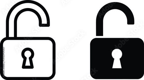 Lock and Unlock Padlock Security Symbols