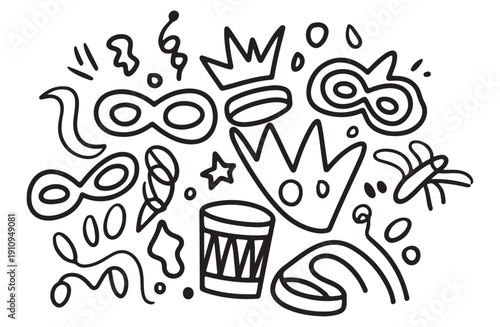 Abstract black lines and curves against a stark white background